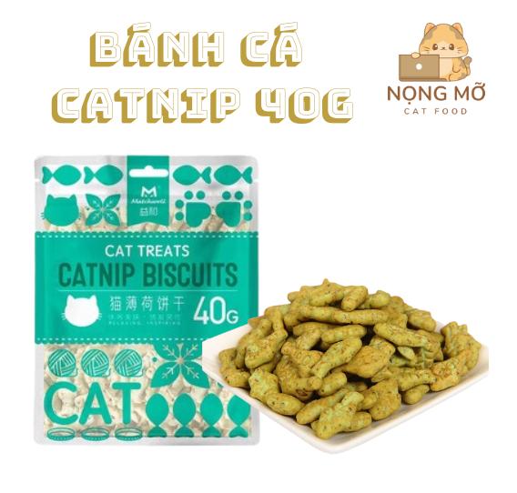 Bánh cá Catnip Biscutis, Bánh thưởng cho Mèo, hỗ trợ tiêu hóa, tiêu búi lông,…