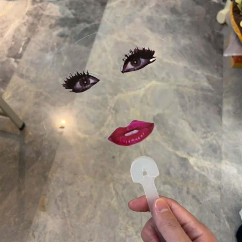 Product Introduction of ECOCOKU Creative Exaggerated Transparent Hand Fans PVC Printed Long Eyelashes Red Lips Hand Fan With Make Up 17cm Printing Fan Friend Gift 13