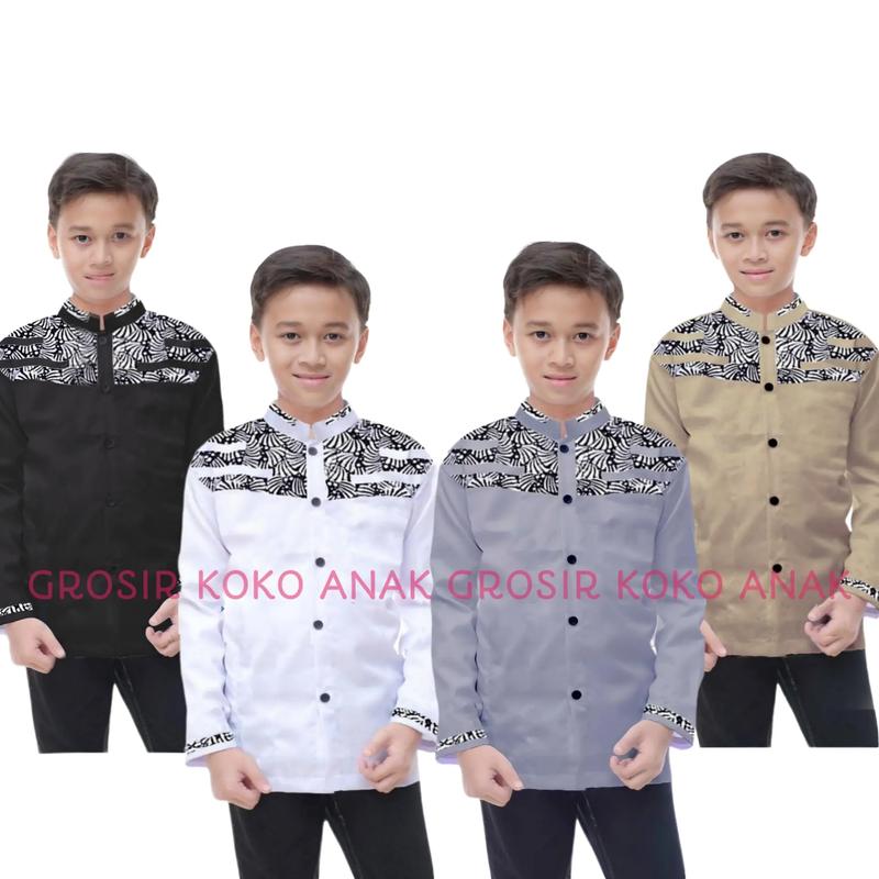 Baju Koko Anak Laki-Laki Muslim Cowok Atasan Lengan Panjang Premium Murah Terbaru Katun Nyaman 0