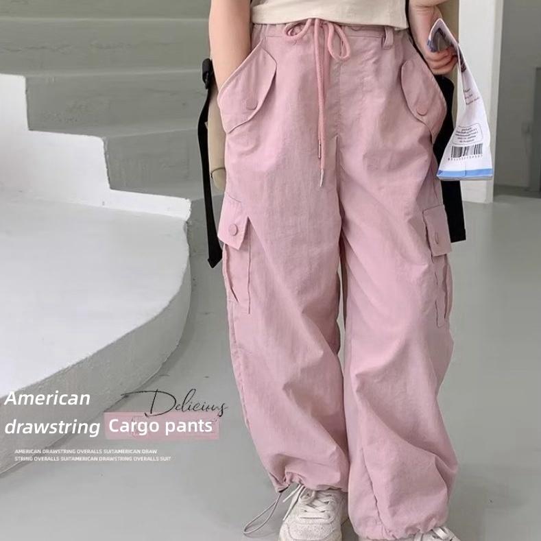 Product Introduction of American Cargo Pants for Kids Girl Drawstring Jogger Pants for Kids Girl Baggy Pants Kids Pants For Girls 7-15yrs 20