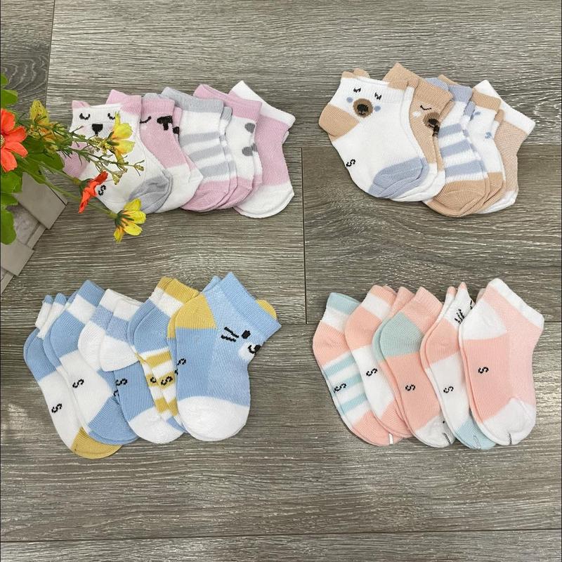 Set 5 đôi tất mèo cho bé tất mèo cổ ngắn cho bé trai bé gái set tất cho bé sơ sinh Cotton Vải Cotton