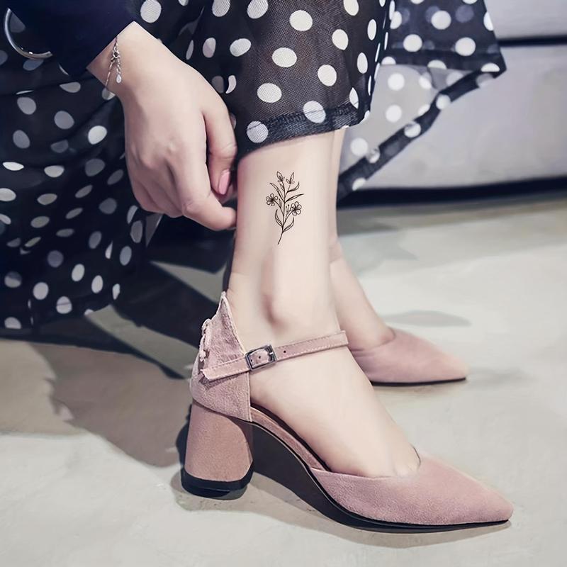 Product Introduction of Flower Pattern Temporary Tattoo Sticker, 30pcs/set Fashion Temporary Tattoo Sticker, Body Art Sticker for Women & Men 3