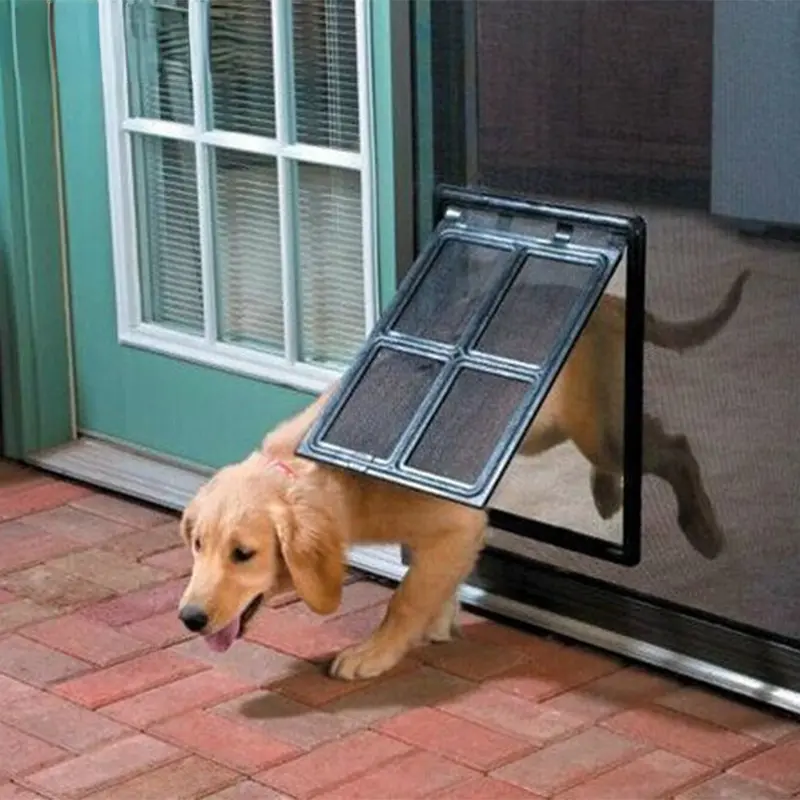 Lockable Plastic Pet Dog Cat Kitten Door for Screen Window Security Flap Gates Pet Tunnel Dog Fence Accessories Door for Home