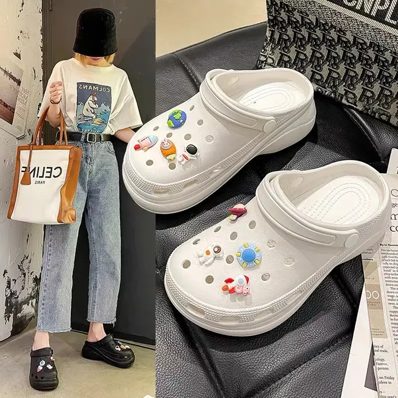 Fashion Cutie Slippers Bae clog semi high heeled sandals lightweight  platform For women Girl Walking Shoes