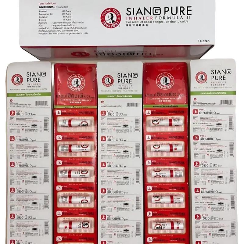  ỐNG HÍT ÔNG GIÀ SIANG PURE INHALER FORMULALL  combo 6 ông   dầugió dauthai yadom  dầu hít mũi dầu nước  xanh lọ hít  của thái lan ống hít mũi  thái lan yadom gió 