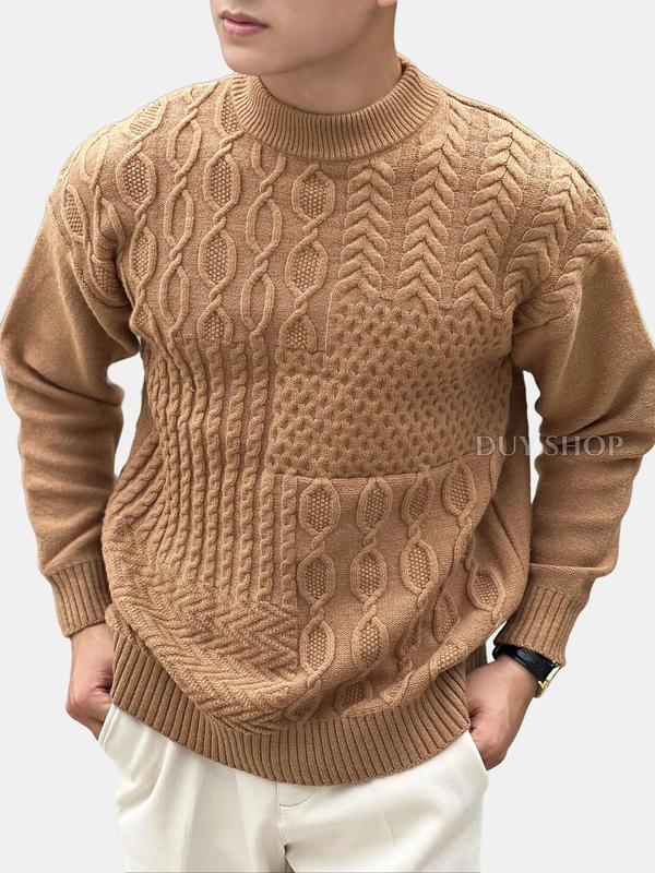 Áo len nam phong cách hàn quốc 803 hoạ tiết gân,len co giãn dễ chịu không dặm DUYSHOP Menswear