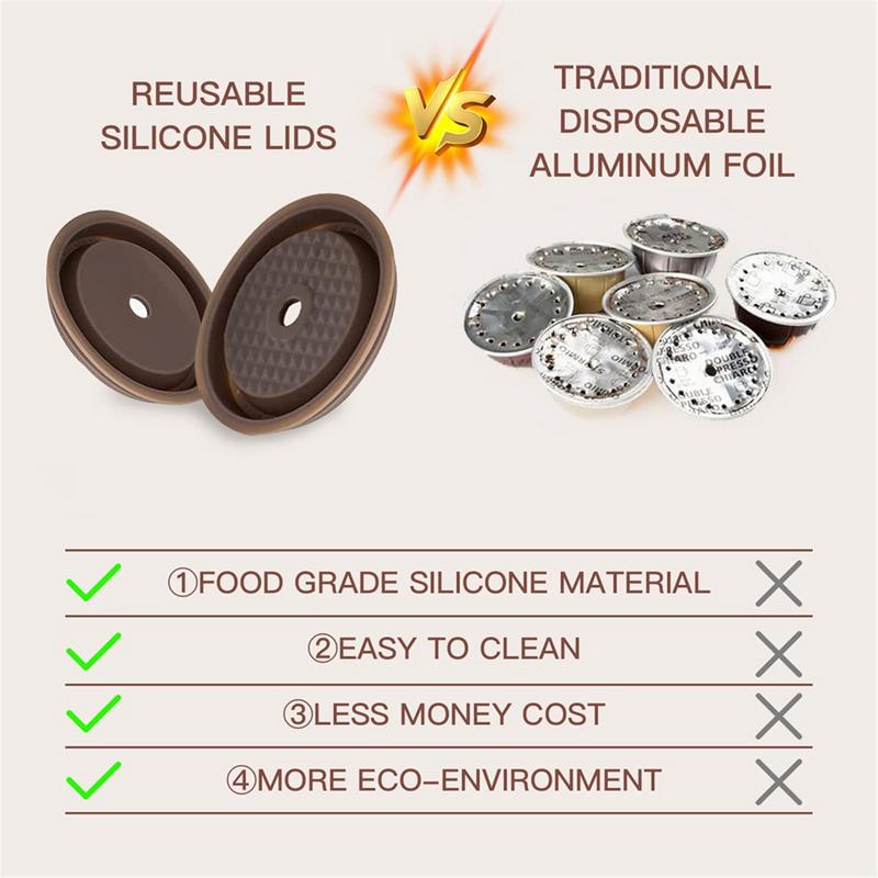 4Pcs Coffee Capsule Lids, Food Grade Silicone Caps for Nespresso Vertuo Pods, Vertuo Pod Lid for Refillable Nespresso 4