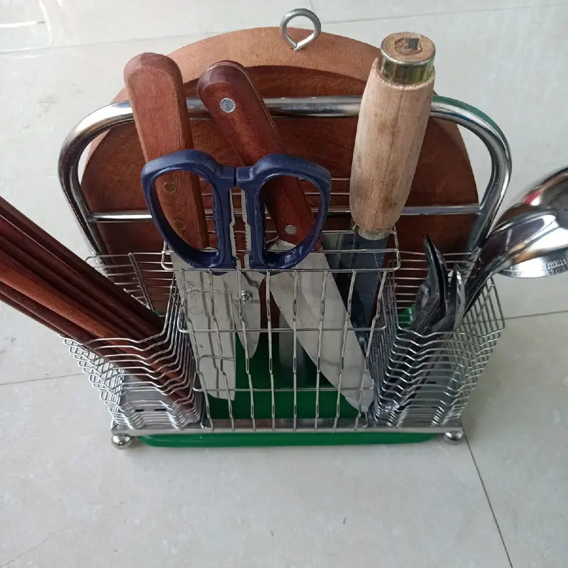 giá cài dao ,đũa,thìa 1 thớt, Kim loại inok 5