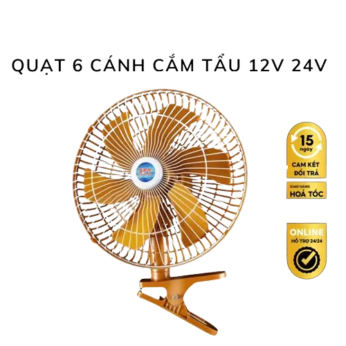 (Bán Sỉ) Quạt 12v, 24v Kẹp Trên Ô Tô, Xe Hơi, Xe Tải Có Lồng Sắt Cao Cấp Kẹp Bình Ắc Quy Thiết Kế Nhỏ Gọn Tiện Lợi