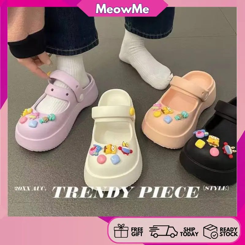 READY STOCK Women's Mary Jane Women Shoes Kasut Wanita  Rubber Shoes 3cm Round Toe