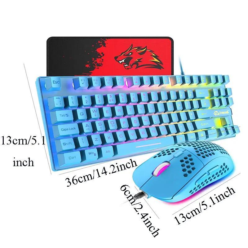 Wired Gaming Keyboard & Honeycomb Shell Design Mouse Combo for PC Computer, 1 Set 88 Keys RGB Backlit Mechanical Keyboard & 6 DPI Adjustable Gaming Mouse 1