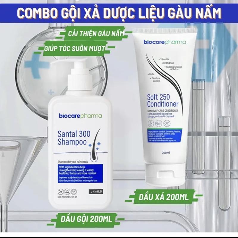 Combo Dầu Gội và Dầu Xả dược liệu BioCare Pharma hỗ trợ gàu, nấm ngứa da đầu Chăm Sóc Tóc giam  rung Trà