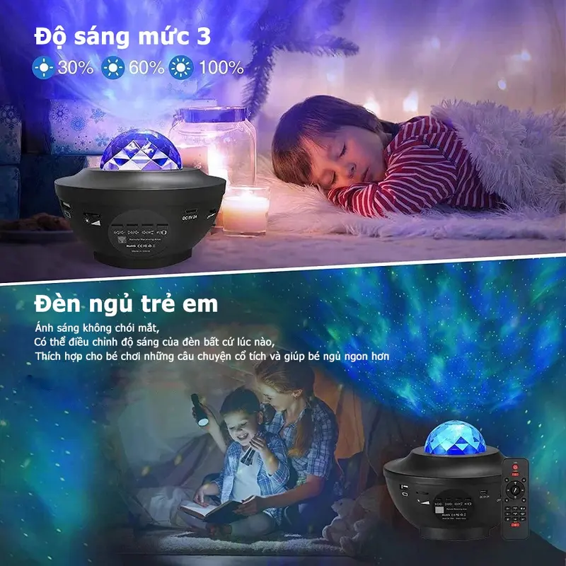 [ƯU ĐÃI LIVE] Đèn STARRY Chiếu Bầu Trời Sao GALAXY Trang Trí Decor Phòng, Làm Đèn Ngủ, Có Loa Bluetooth, Điều Khiển Từ Xa 4