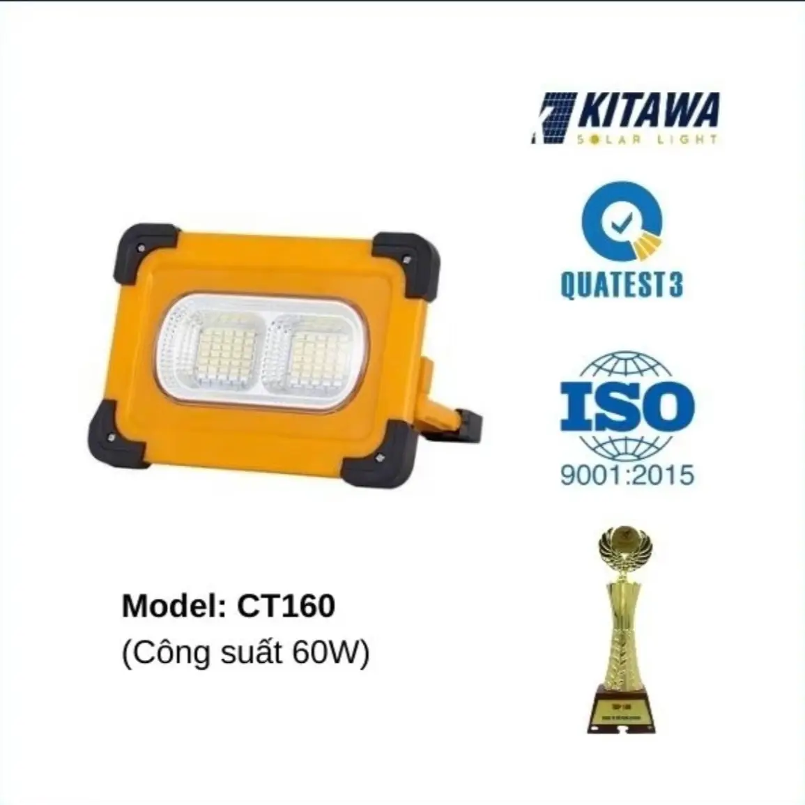 Đèn cầm tay (60W) Năng Lượng Mặt Trời KiTAWA ,tích hợp đủ các chức năng