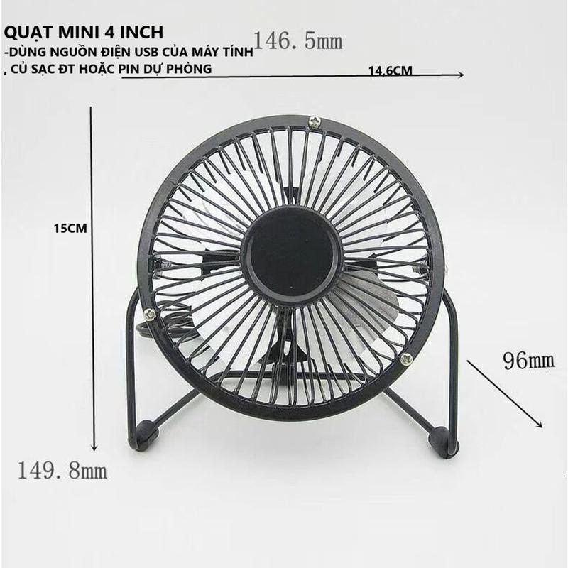 Quạt mini 4 inch quạt Phụ Kiện nhỏ dùng điện usb củ sạc điện thoại hoặc pin dự phòng phù hợp với dân văn phòng hoặc trẻ sơ sinh