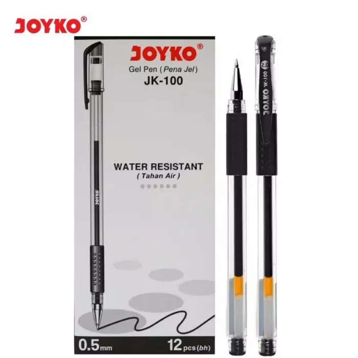 JOYKO Gel pen JK-100 0.5mm Pulpen pena hitam black 1 PACK / 12 Pcs