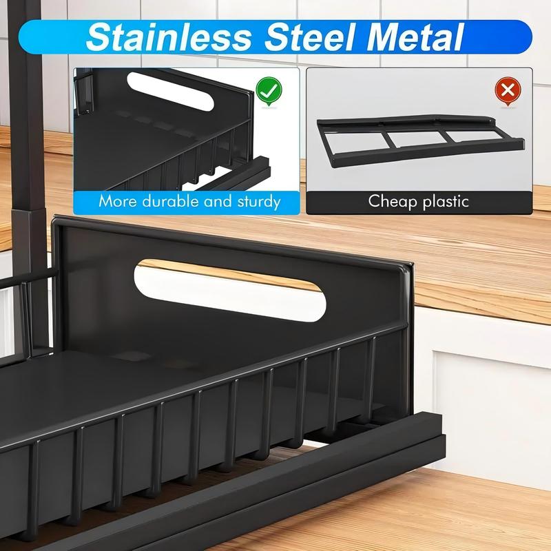 Under Sink Organizer, 2 Tier Slide Out Sink Shelf, Pull Out Cabinet Storage, Bathroom Storage Rack, Kitchen Storage Rack, Home Organizer 6