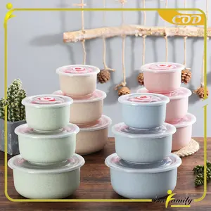 [COD] OFM C379 Mangkok Jerami Isi 3 Mangkok Makan Jerami Gandum