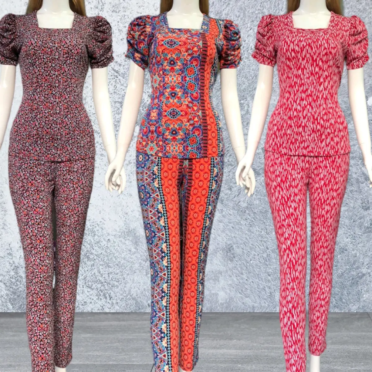 Sét Bộ Cổ Vuông Đơn Giản Dễ Mặc Quần Dài Phom Ôm Dành Cho Nữ Áo Thun Women Top