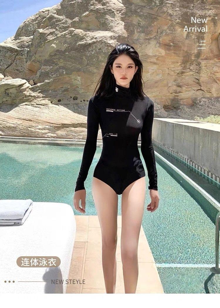 Product Introduction of Mosricci Internet Celebrity Same Style Long Sleeve Wetsuit Motorcycle Sports Conservative Sun Protection Slim Fit Slimming One-Piece Swimsuit for Women 1