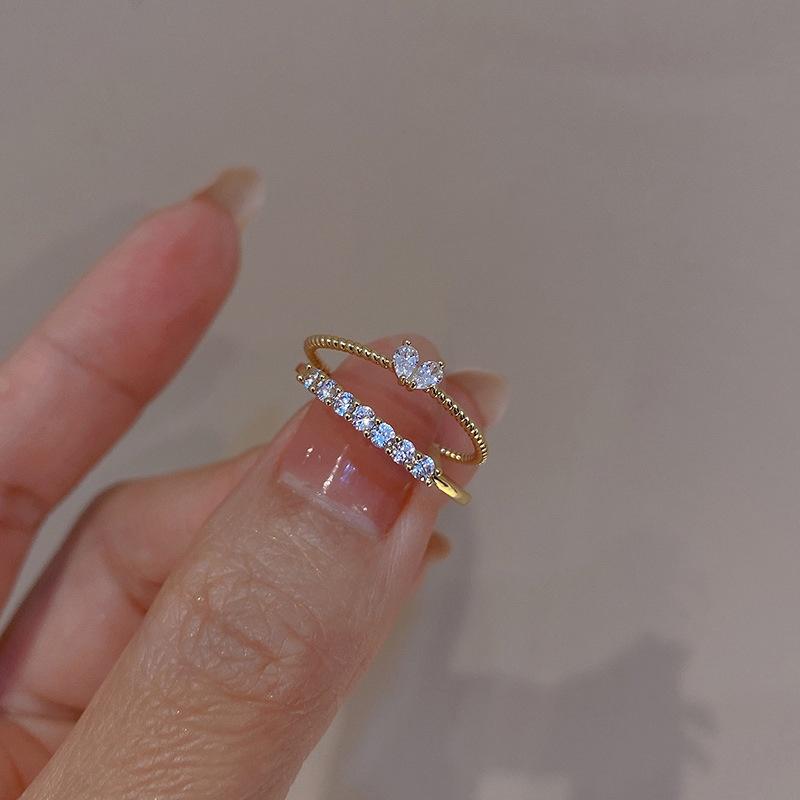 Product Introduction of Nhẫn Tình Yêu, Thiết Kế Đơn Giản, 2 Mảnh / 1 Đôi, Nhẫn Ngón Tay Có Thể Điều Chỉnh Làm Bằng Chất Liệu Bạc, Có Chữ Cặp Đôi TIANCHONG. 2