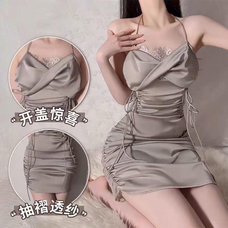 Váy Ngủ Gợi Cảm, Bộ Sưu Tập Mùa Hè 2024, Đồ Ngủ Nữ, Quần Áo Cảm Xúc, Thiết Kế Ren, Bó Sát, Trong Suốt, Thích Hợp Cho Mùa Xuân Và Mùa Thu, Phong Cách Dễ Thương Và Gợi Cảm, Thiết Kế Lén Lút, Làm Bằng Lụa Lạnh, Phong Cách Bất Ngờ 0