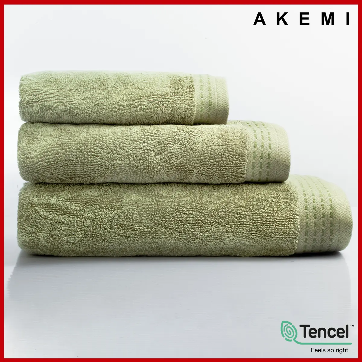 AKEMI Khăn Mặt Botany Tencel Cotton Màu Olive Drab