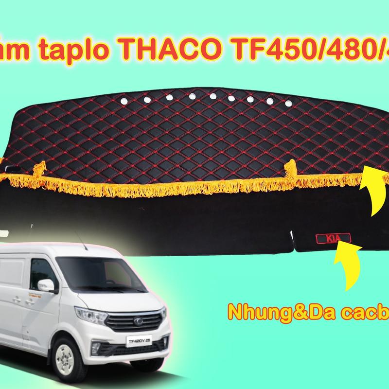 Thảm taplo xe tải vAN Thaco Frontier TF450V 480V 420v 2 chỗ 5 chỗ loại nhung và da caro cacbon xưởng đo may taplo xe tải