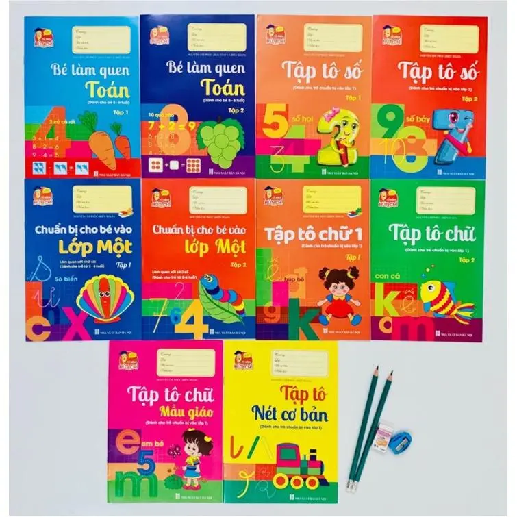 Bộ 10 Cuốn Tập Hành Trang Cho Bé Tự Tin Vào Lớp 1 (Tặng Kèm 2 Bút Chì + Gọt Bút + Tẩy Và Đệm Tay) - Vở Làm Quen Với Toán 2