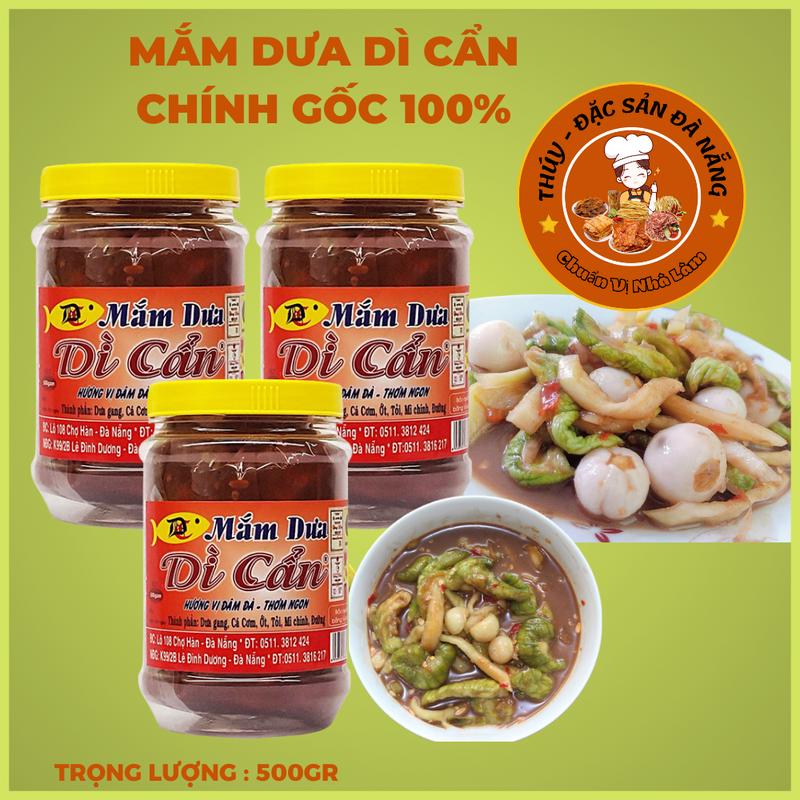 Mắm Dưa Dì Cẩn Đà Nẵng [ Free ship ] Mắm Dưa Dì Cẩn chính gốc 500gr gồm mắm cá cơm trộn dưa gang + cà pháo + đu đủ Cay