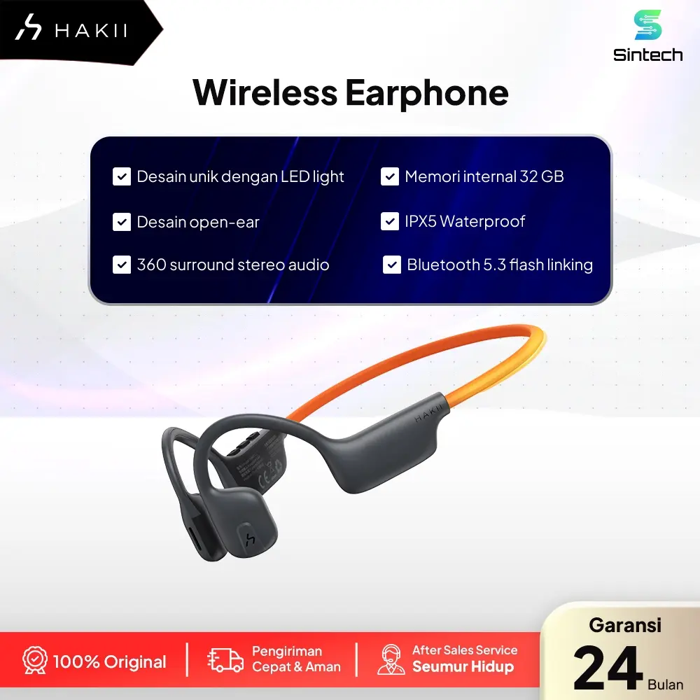 HAKII Light L1 Wireless Earphone | IPX5 Sweatproof, Bluetooth 5.3, 12H Music, 15H Talk Time Bass Headset Tws