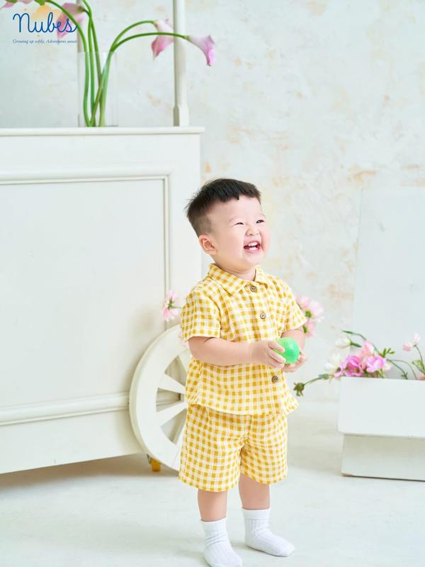 Bộ Pyjama Cộc Tay Bé Trai & Bé Gái Kẻ Caro Cổ Đức – Đồ Ngủ Hè Mát Mẻ [NUBES-CT01] 2