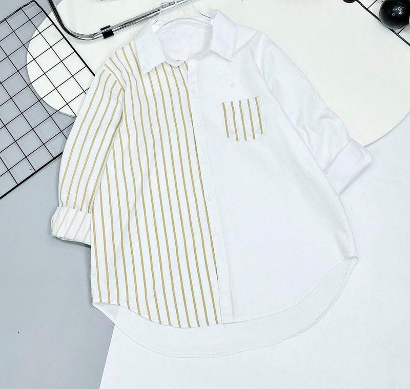 Áo sơ mi kẻ sọc dài tay, chất vải thô hàn cotton thoáng mát mềm mịn mã K1568 Top Women  hàn quốc 6