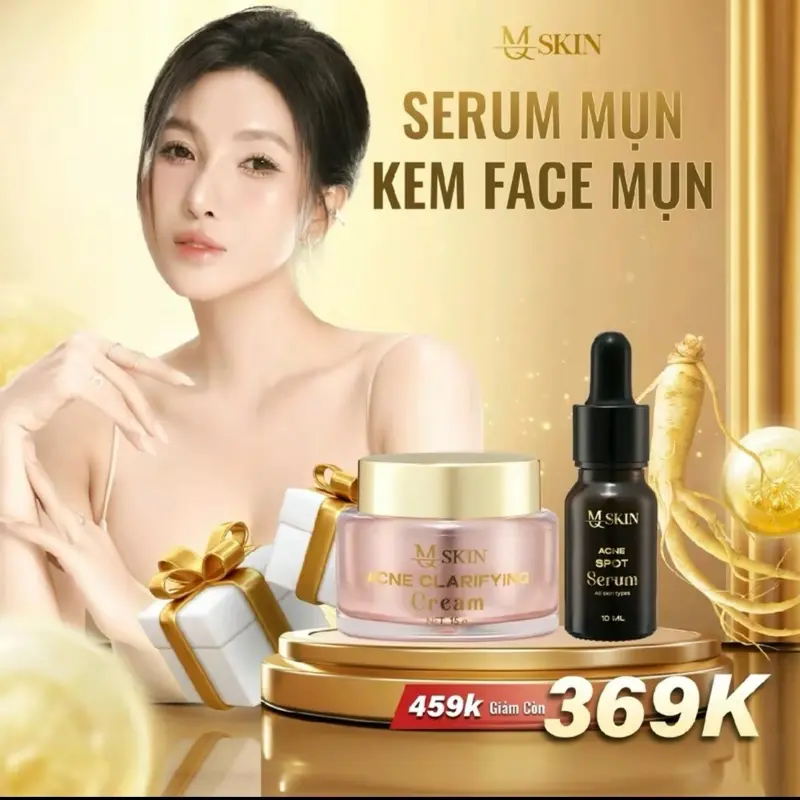 Tặng Thẻ + Nạ Gold Combo Mụn Cốt Sâm - Kem Mụn Nhân Sâm - Serum Chấm Mụn Nhân Sâm - MQ Skin Chăm Sóc Da Skincare Làm Đẹp Da 1