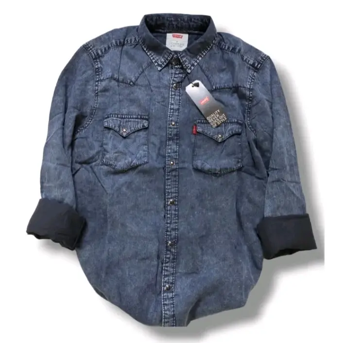 Kemeja Denim Pria Lengan Panjang/Kemeja Jeans Model Distro High' Quality Kemeja Denim Pria Size M, L, XL Panjang