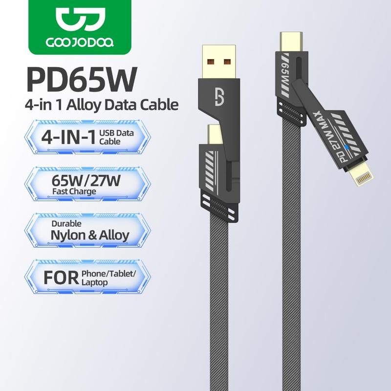 【GOOJODOQ Cáp sạc GOOJODOQ 65W Sạc nhanh Đa năng 4 trong 1 Nhiều dây Usb có, Type-C, Micro Sạc Điện Thoại Phụ Kiện