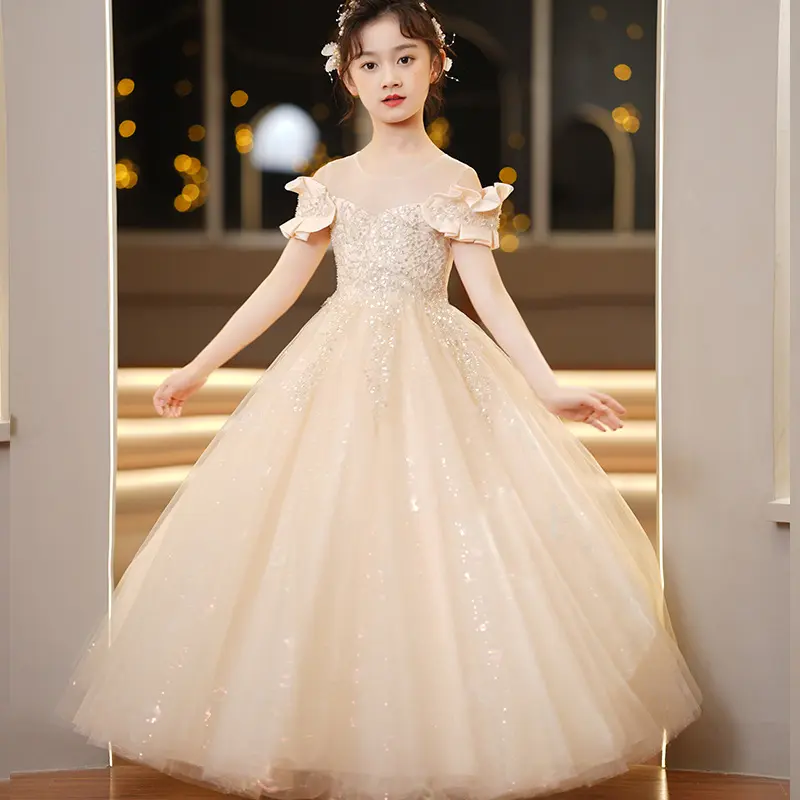 Váy công chúa cho bé gái, YL, vải tuyn Tutu, phong cách công chúa, thích hợp cho trẻ em, váy cưới, phong cách phương Tây, trang phục hoa cho bé gái, lý tưởng cho biểu diễn piano
