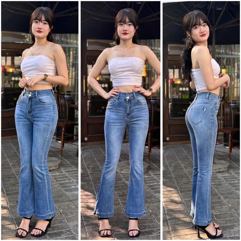 Quần Jean Ống Loe 9 Tấc ULEE Xanh Jean Co Giãn Bigsize 40-70kg - Nữ, Women