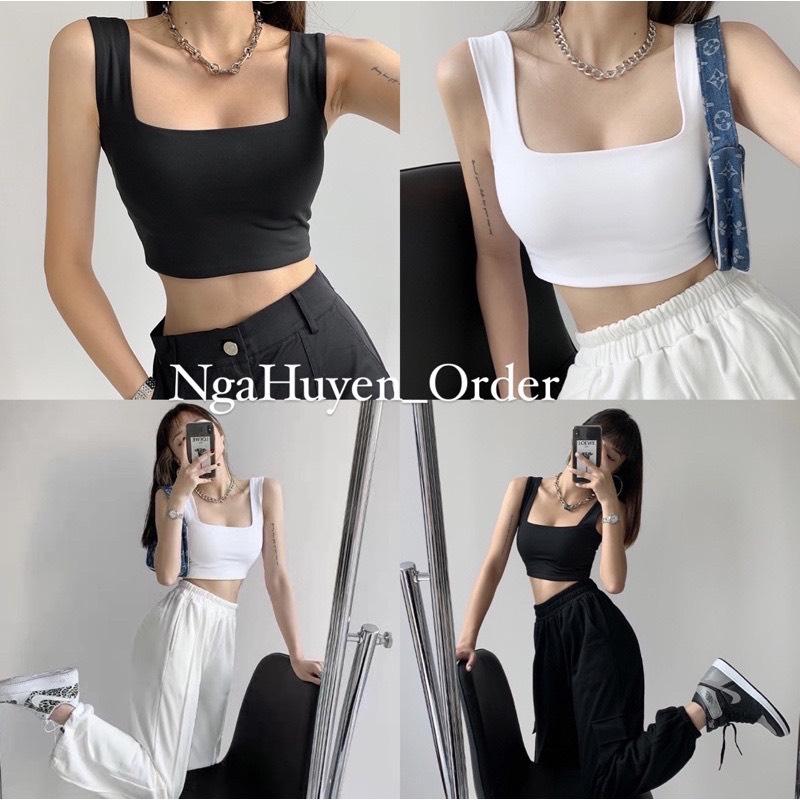 Áo croptop dây bản to năng động