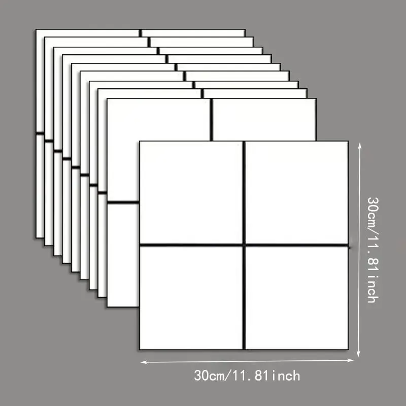 Self-adhesive Design Wall Sticker, 10pcs/set Waterproof & Moisture-proof Decorative Wall Panel, Modern 3D Wall Sticker for Kitchen & Bathroom, Home 3