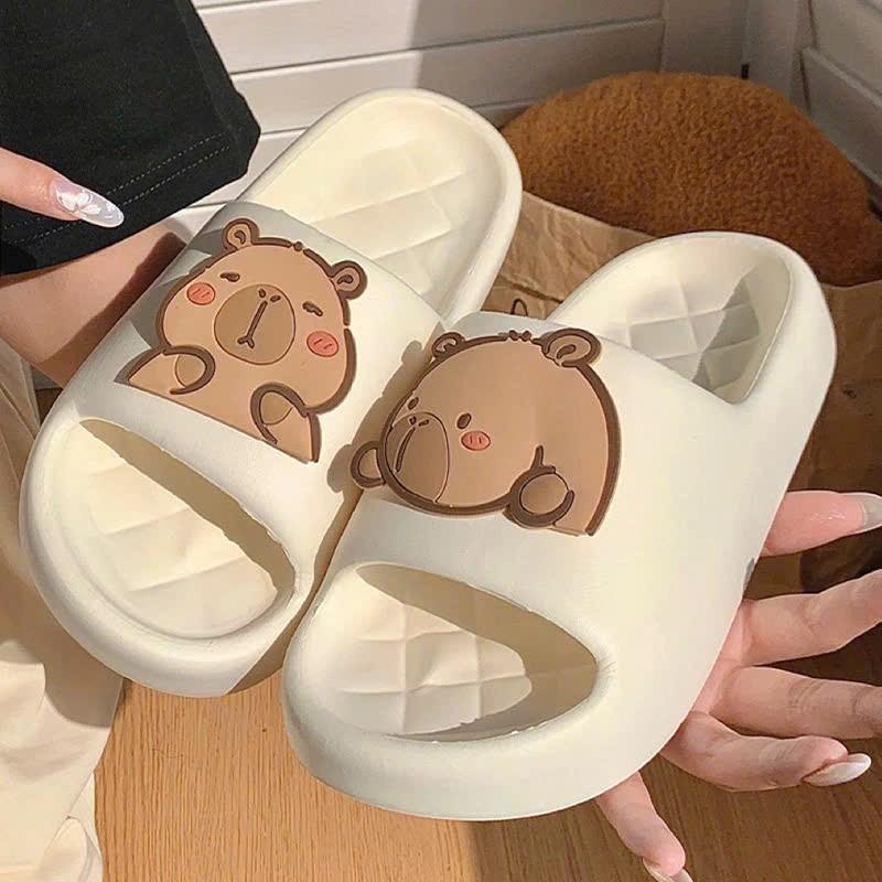 Dép bánh mì EVA đế cao 2cm gắn hình CapyBara, dép quai ngang siêu nhẹ gắn charm Kapi 4