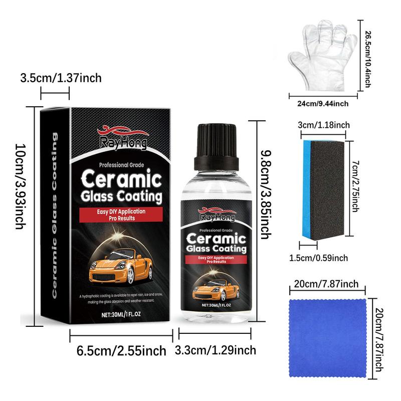 Product Introduction of Car Glass Coating Agent, 1 Set Ceramic Glass Coating Agent, Car Window Rainproof & Anti-fog Agent, Professional Car Cleaning & Care Fluid 1