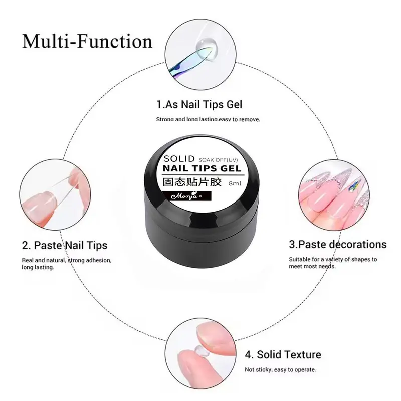 Đầu móng tay Gel, màu Trơn có thể đeo được, có thể lột, chất kết dính, cho móng tay Quang Trị Liệu, miếng dán móng tay 6