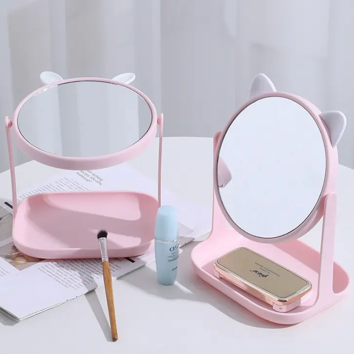BISA COD C6533 Stand Mirror Meja Rias / Cermin Aesthetic Unik Lucu / Cute Standing Mirror Make Up Wajah 4