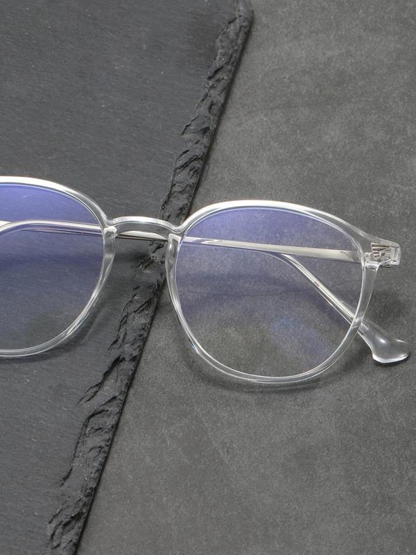 1 Pair Simple Design All-match Eyeglasses for Everyday Use, Minimalist Casual Round Frame Fashion Eyeglasses for Both Men & Women 3