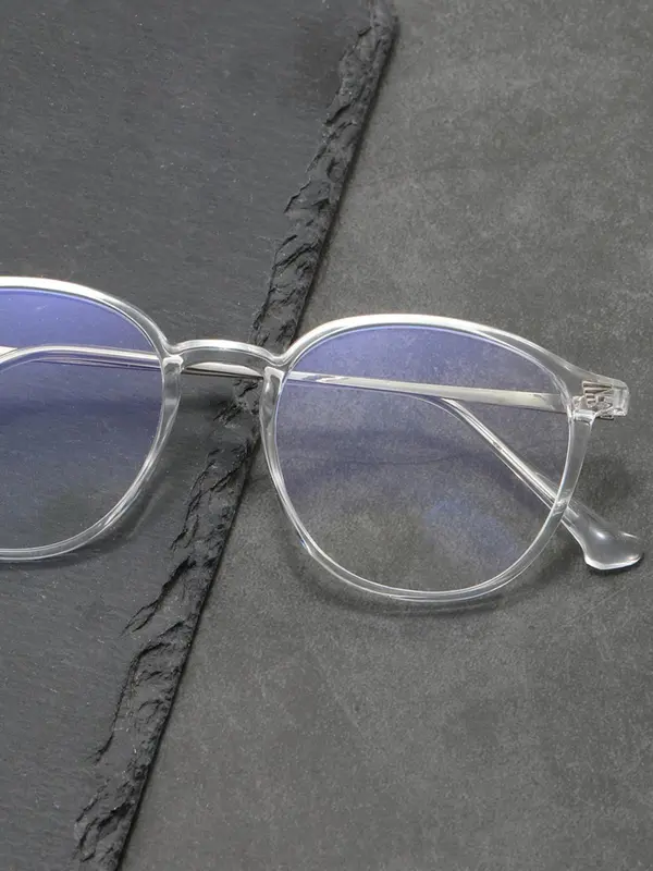 1 Pair Simple Design All-match Eyeglasses for Everyday Use, Minimalist Casual Round Frame Fashion Eyeglasses for Both Men & Women 3