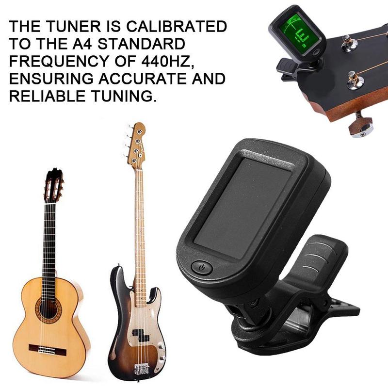 Guitar Tuner Clip-on Chromatic Digital Tuner LCD Display Twelve-tone ...
