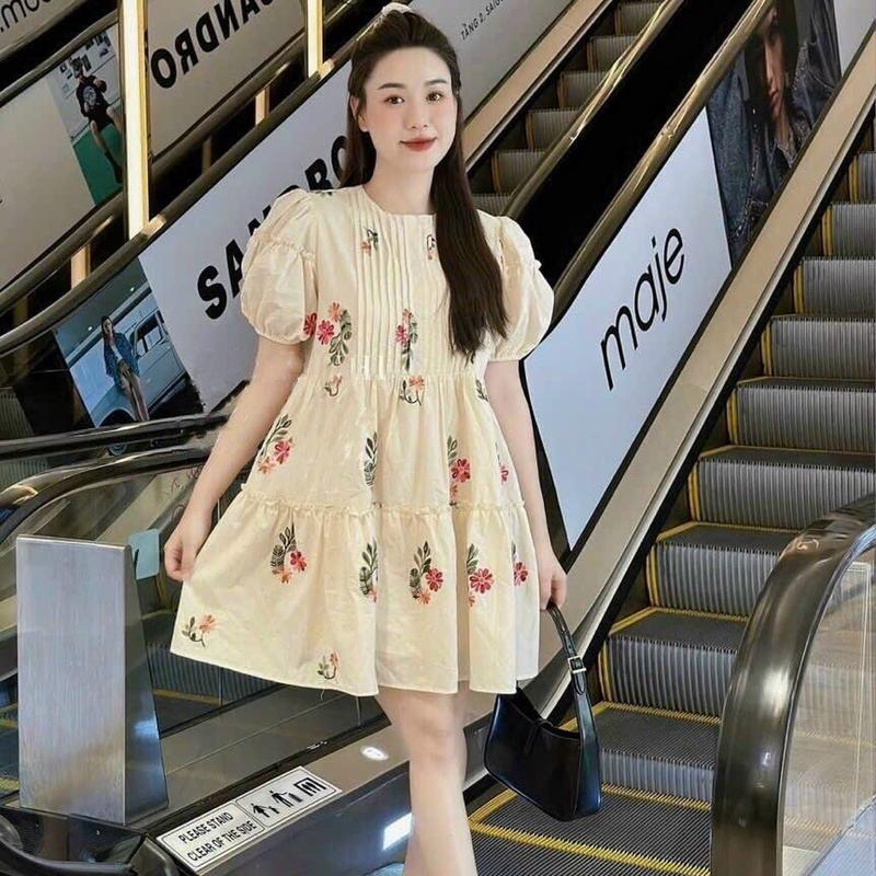 3Q186 Đầm baby doll thiết kế hoạ tiết hoa nhí