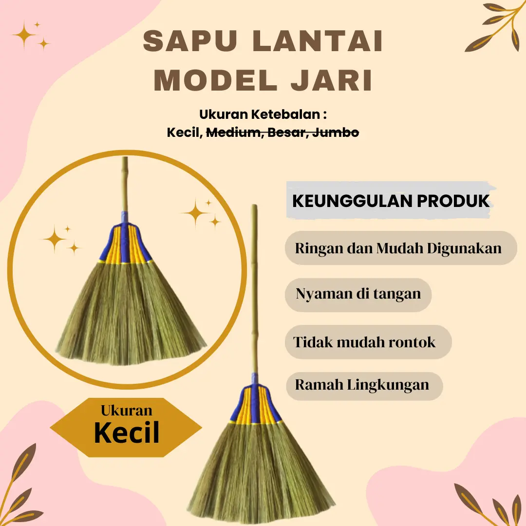 Sapu Lantai Awet Ijuk Rayung Model Pantek Gagang Bambu kuat dengan gagang pekarangan
