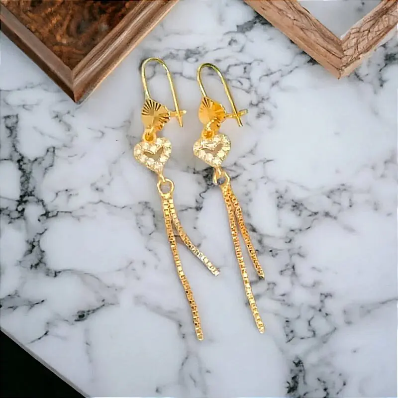 Anting Gipsi Titanium Anti Karat Anti Luntur Motif Love Jurai Gold Free Ongkor dan COD.